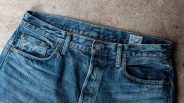 pair of faded jeans