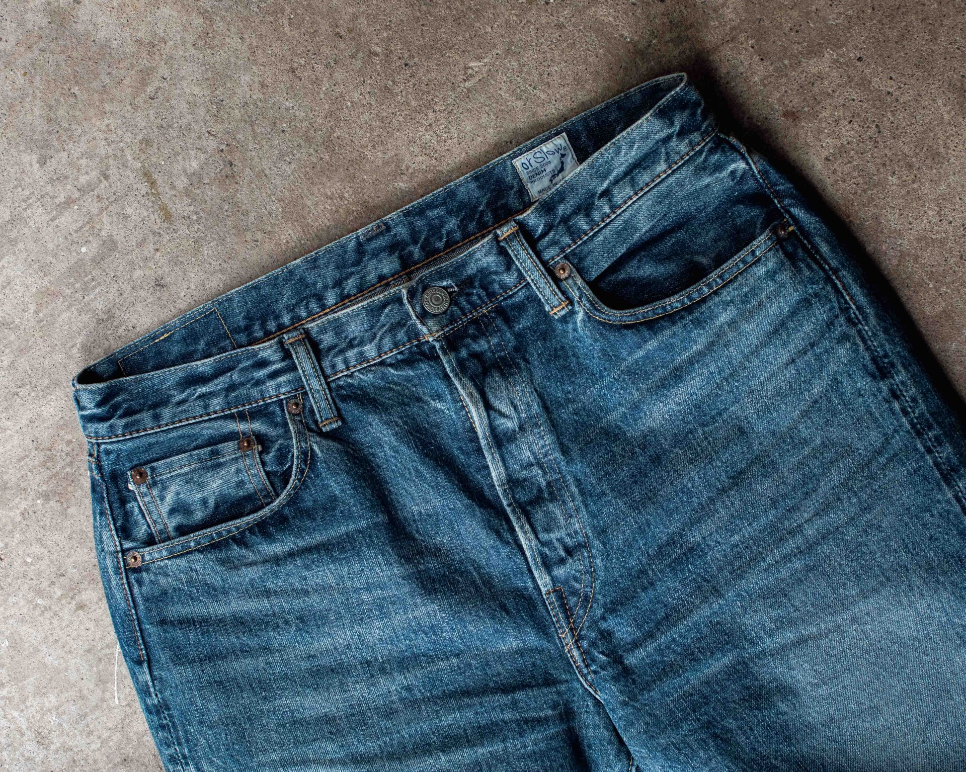 pair of faded jeans