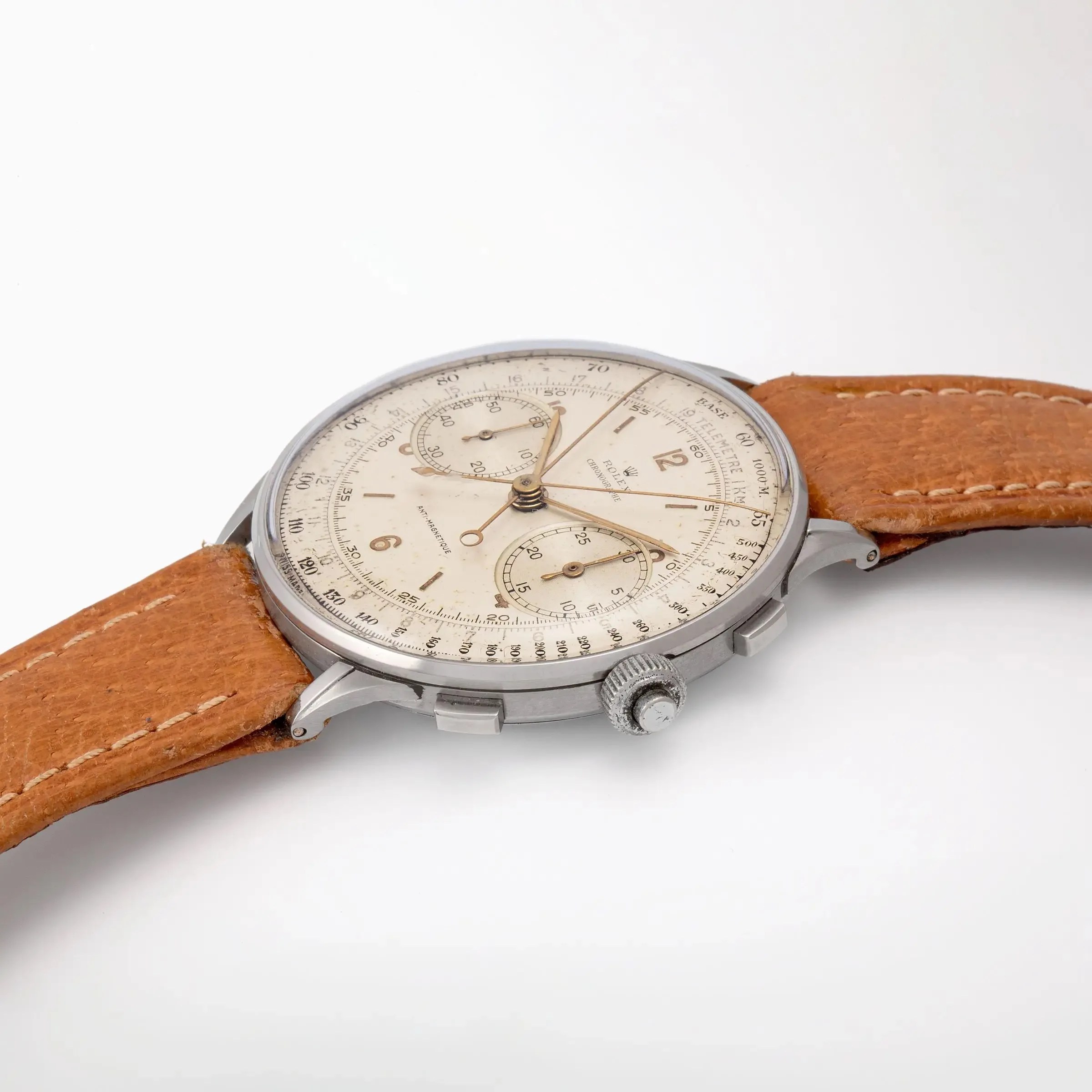 vintage rolex watch on its side