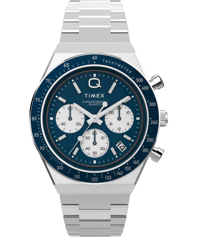 timex blue chronograph watch