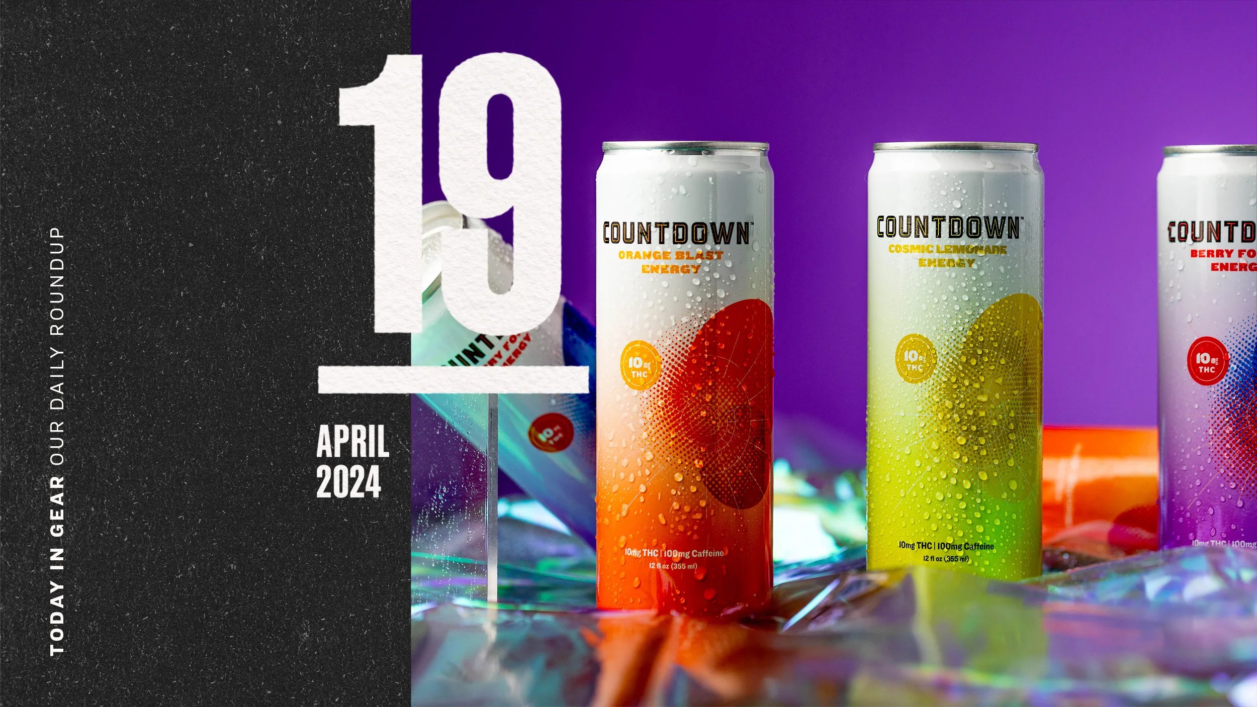 energy drinks on purple background