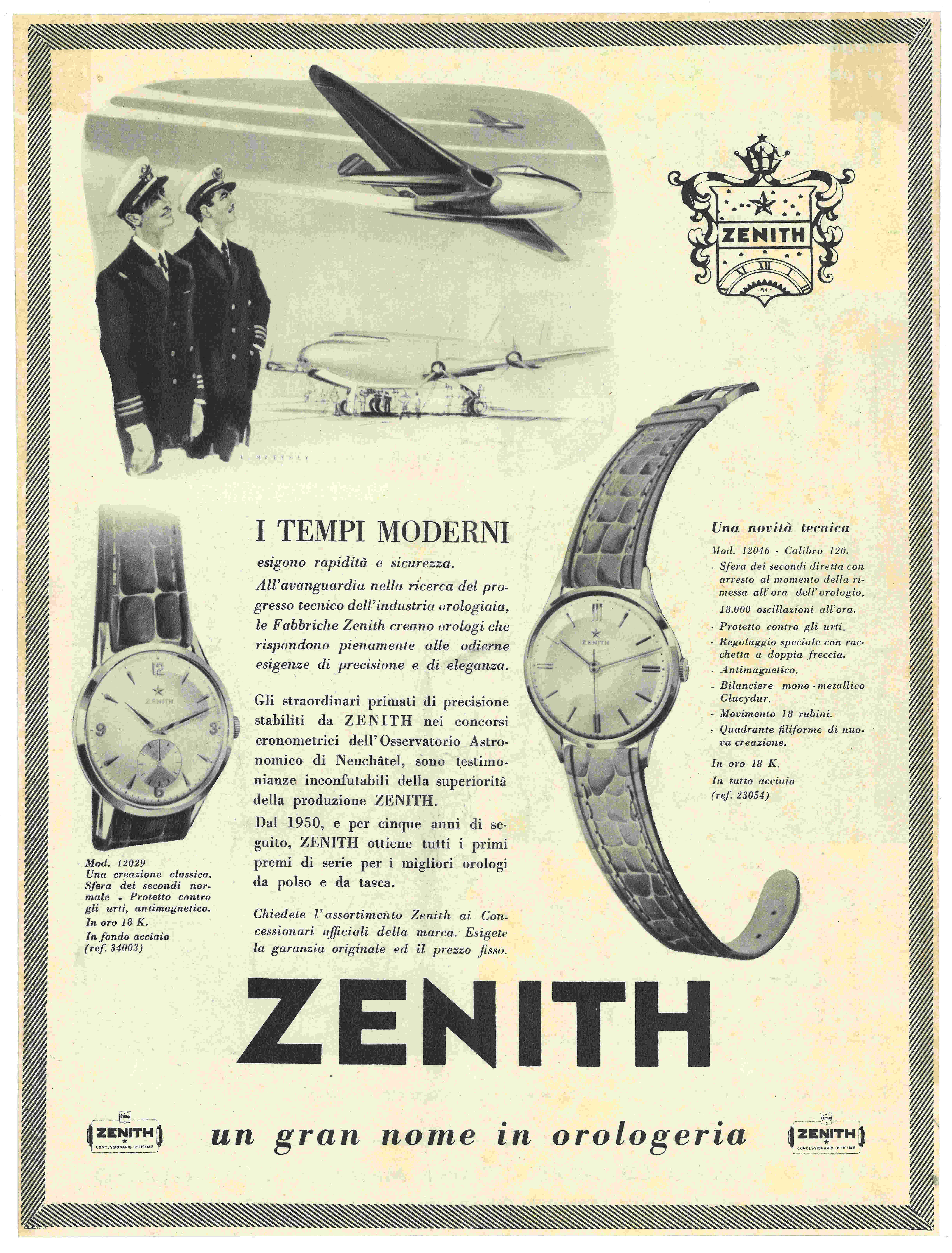 vintage zenith watch ad from the 1950s