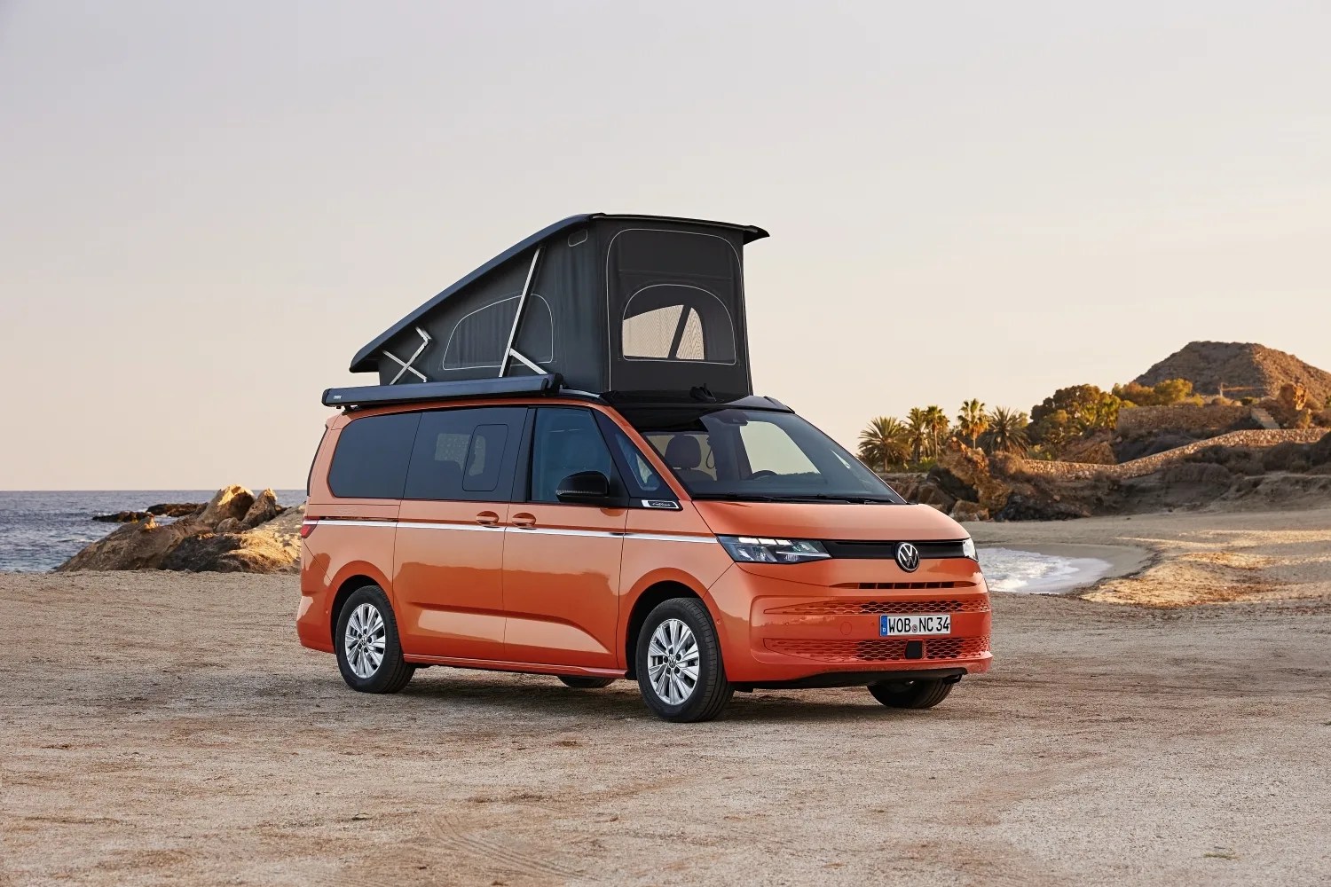 orange vw camper van