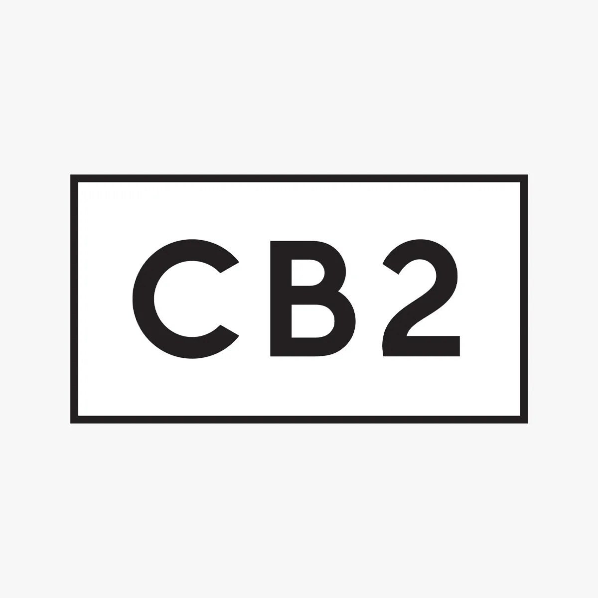 CB2 brand logo on grey background