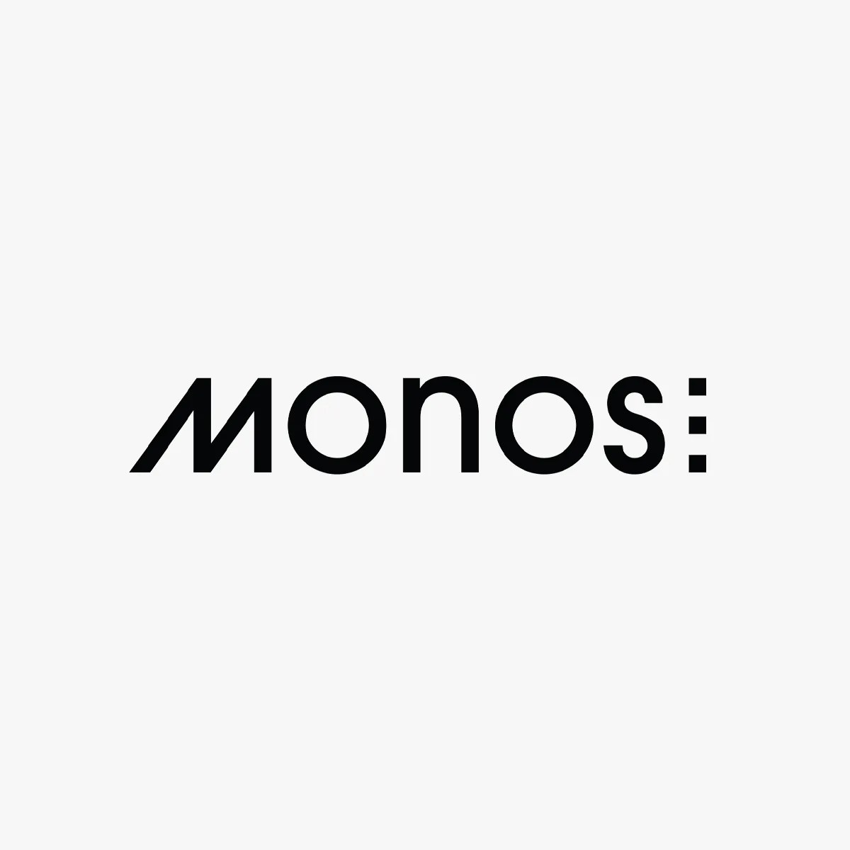 Monos brand logo on grey background