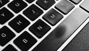 Close up of Apple Magic Keyboard showing shiny mark on spacebar key