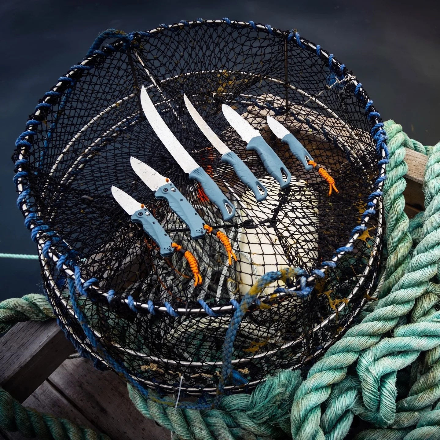 benchmade knives in a fishing net