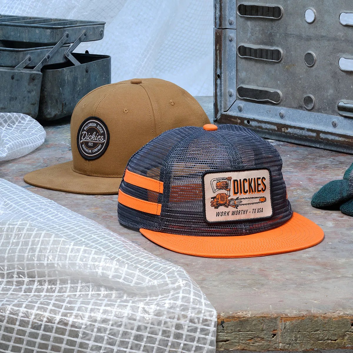 two hats on bench