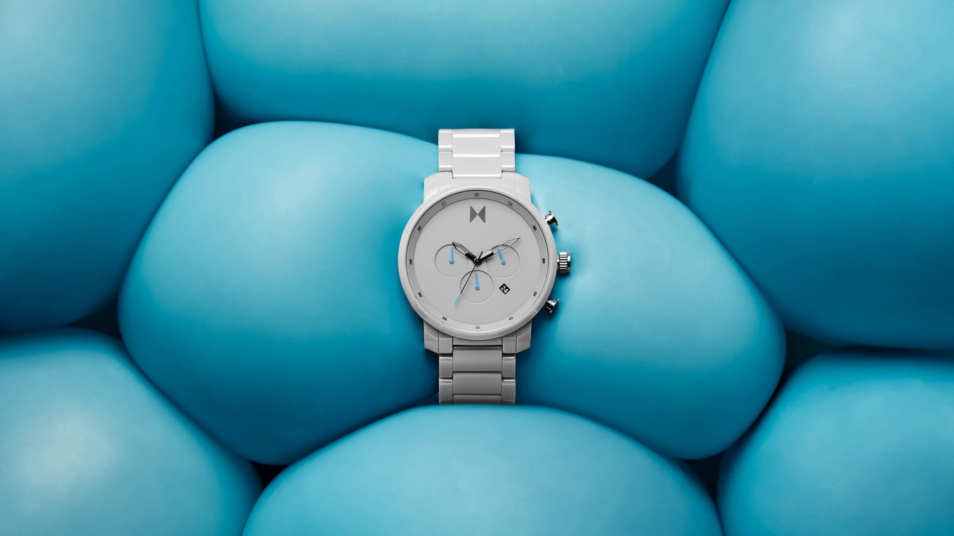 watches in blue abstract shapes