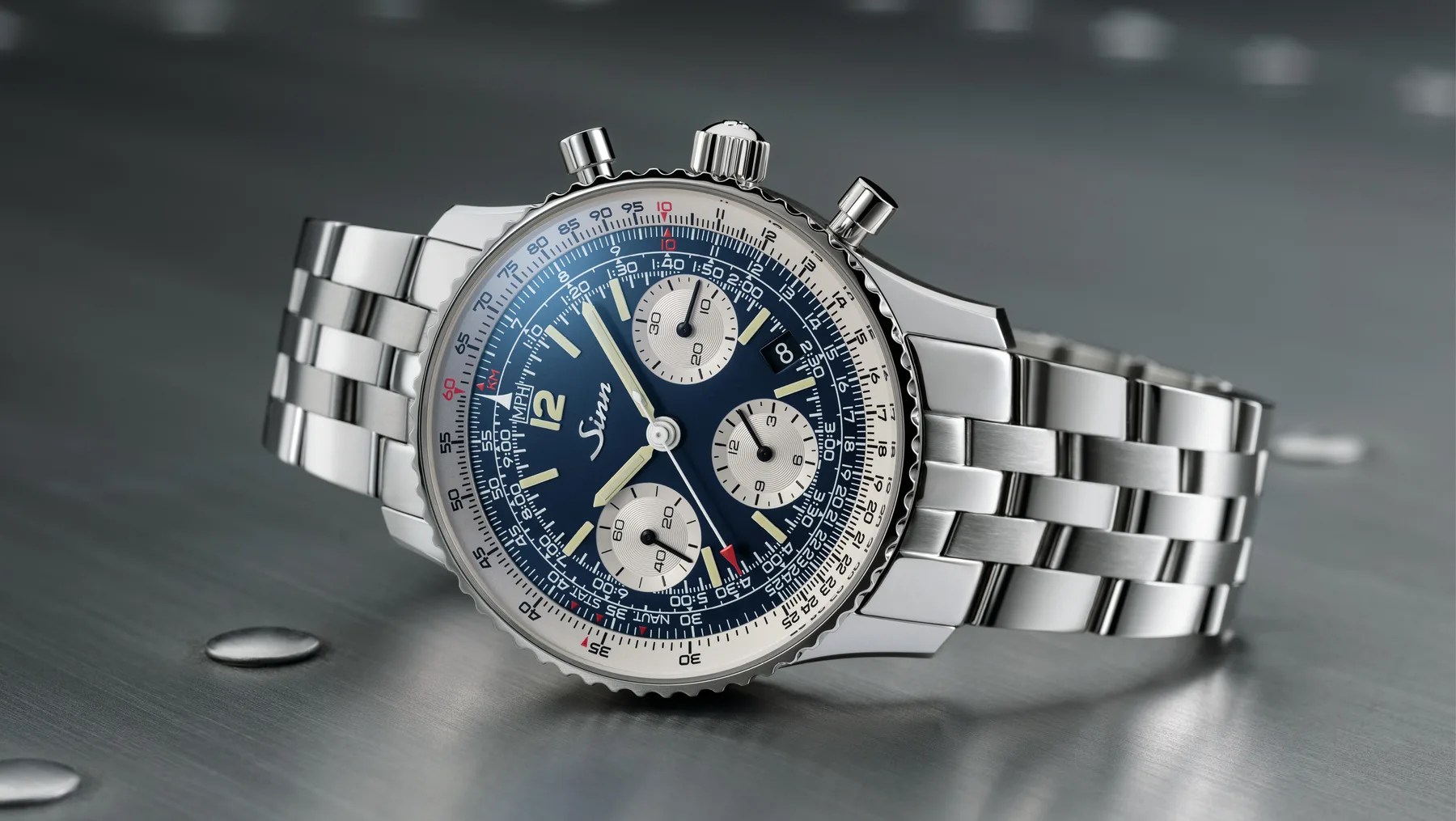 sinn chronograph watch on a bracelet