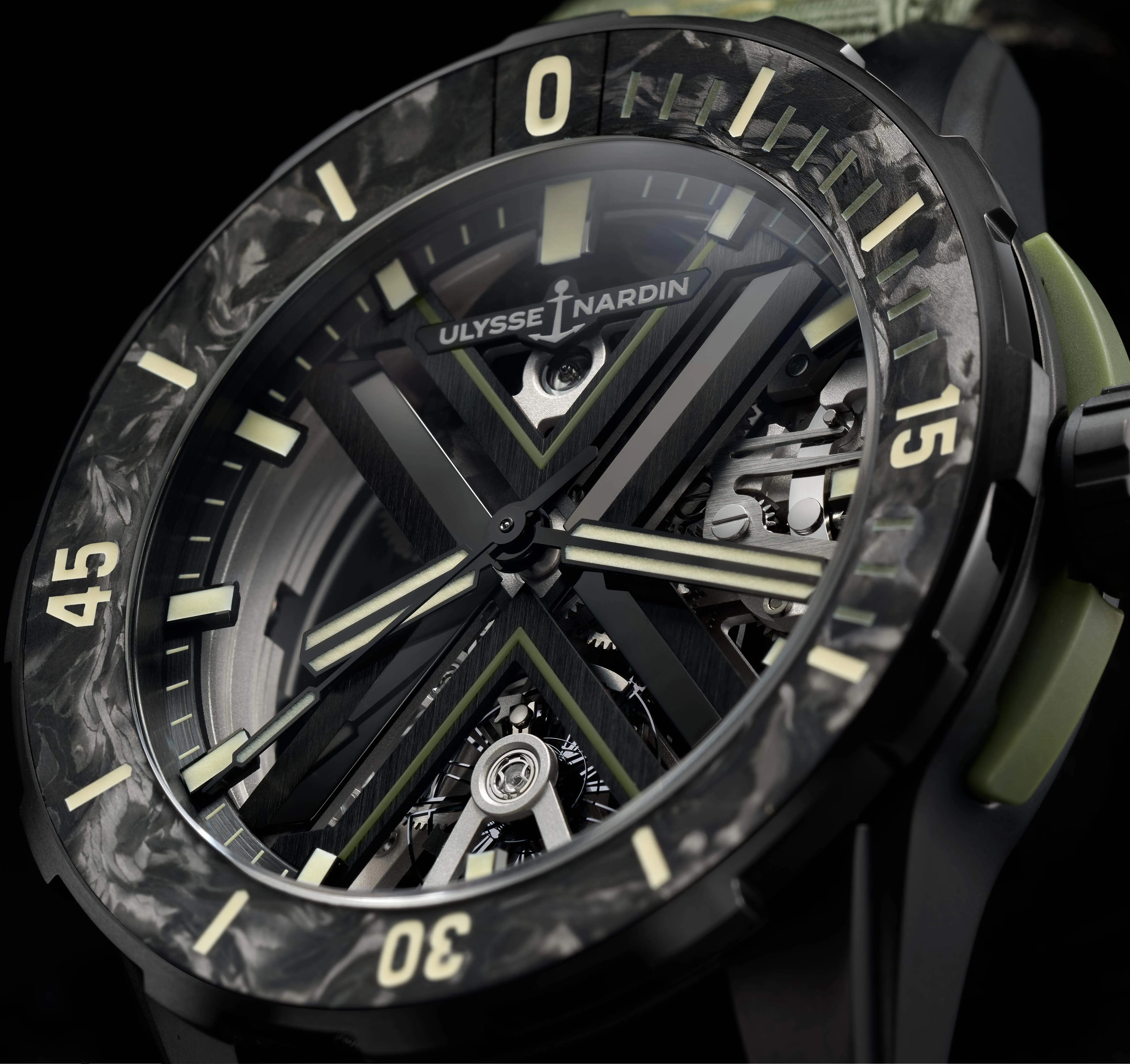 ulysse nardin dive watch close up