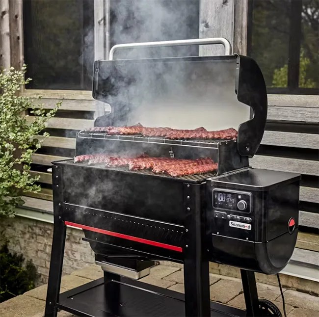pellet grill cooking ribs smoking