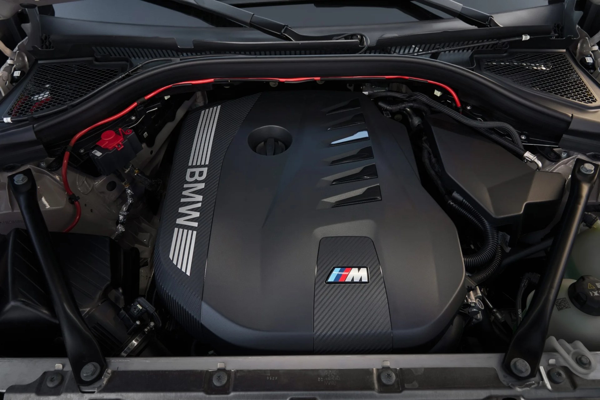 Overhead photograph of the 2025 BMW M50 X3 engine bay.