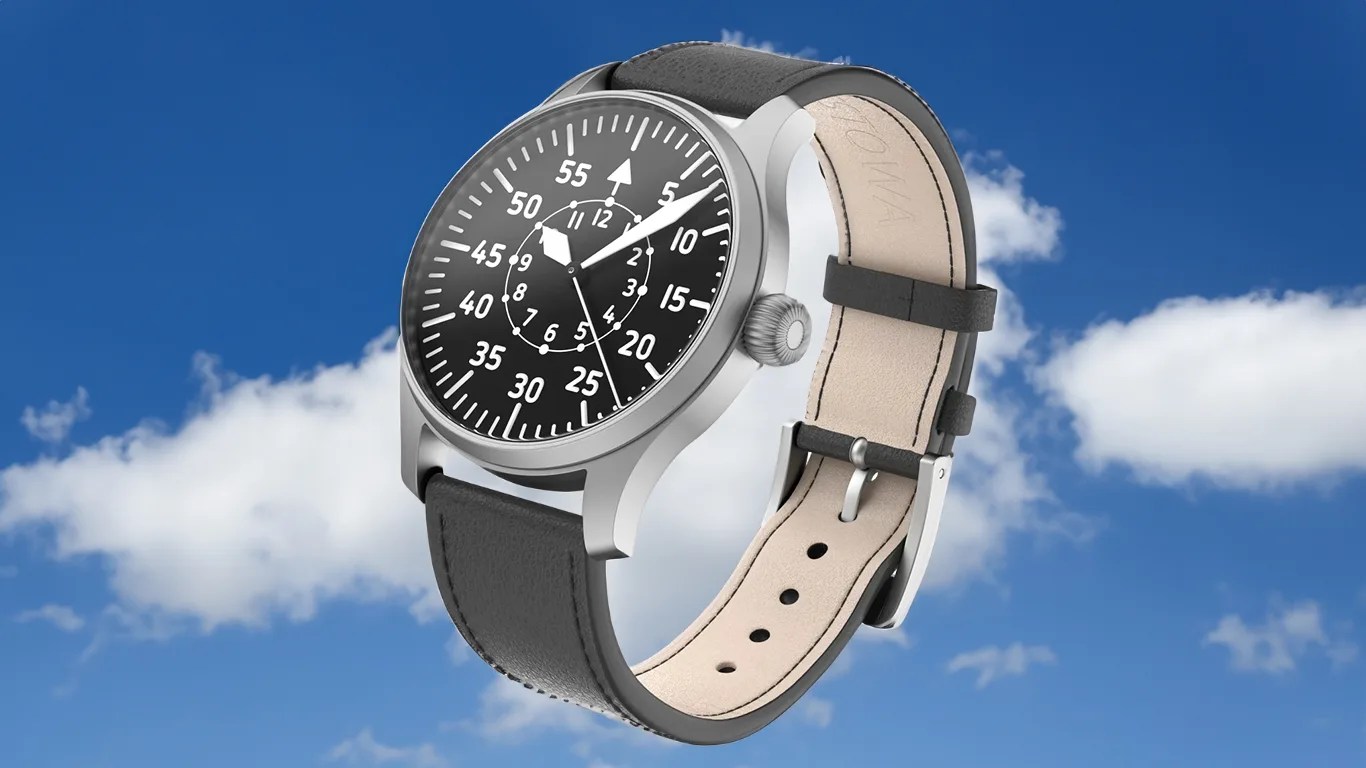 a stowa pilot watch floats in the clouds