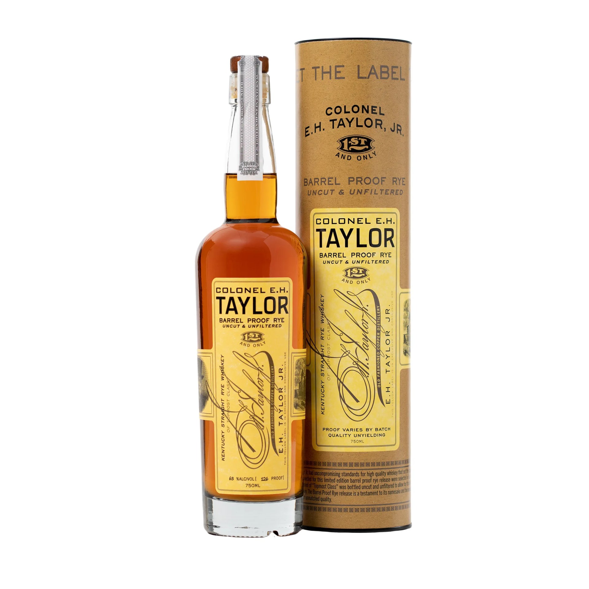 bottle of eh taylor rye whiskey