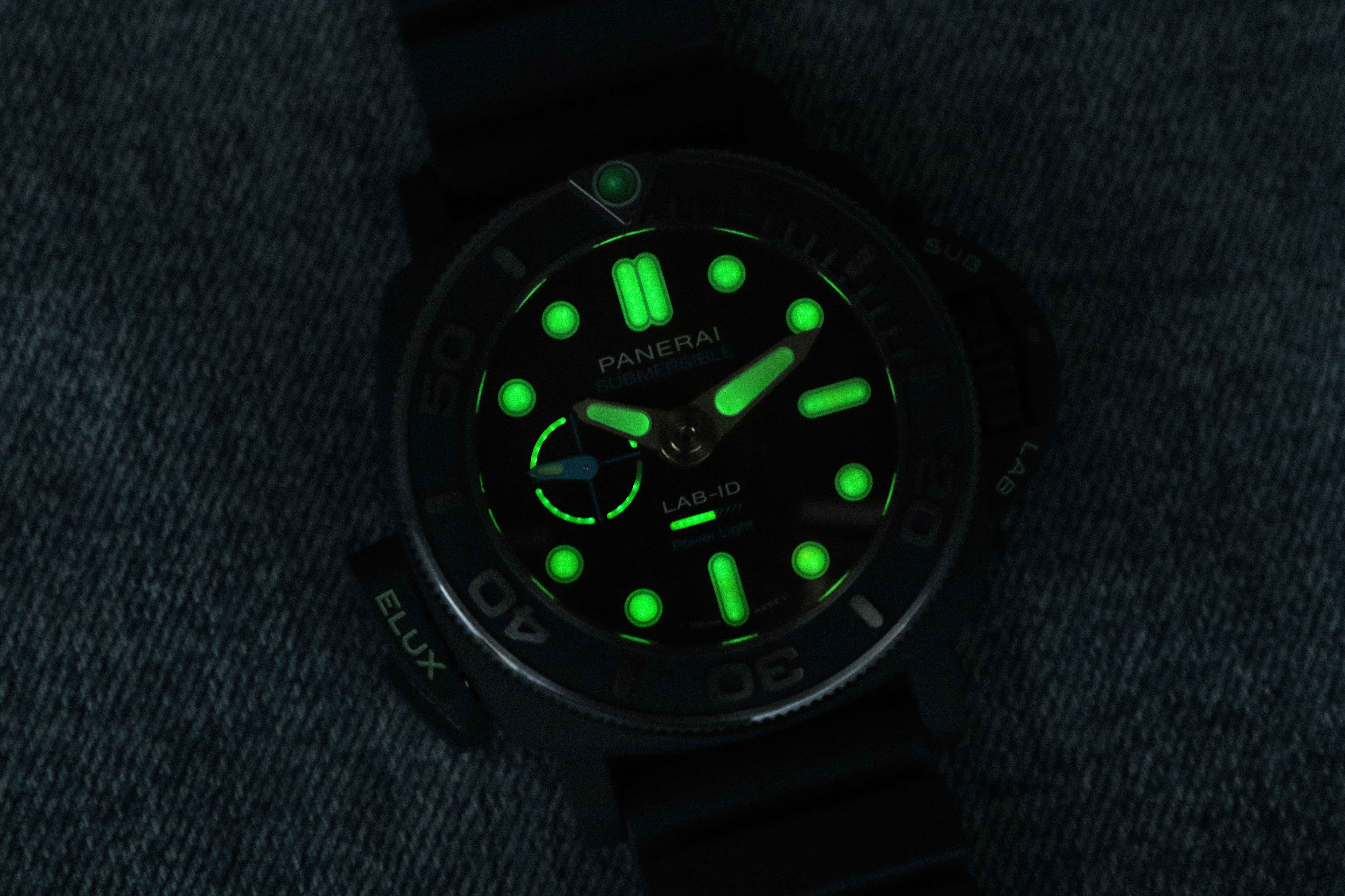 panerai watch glowing in the dark