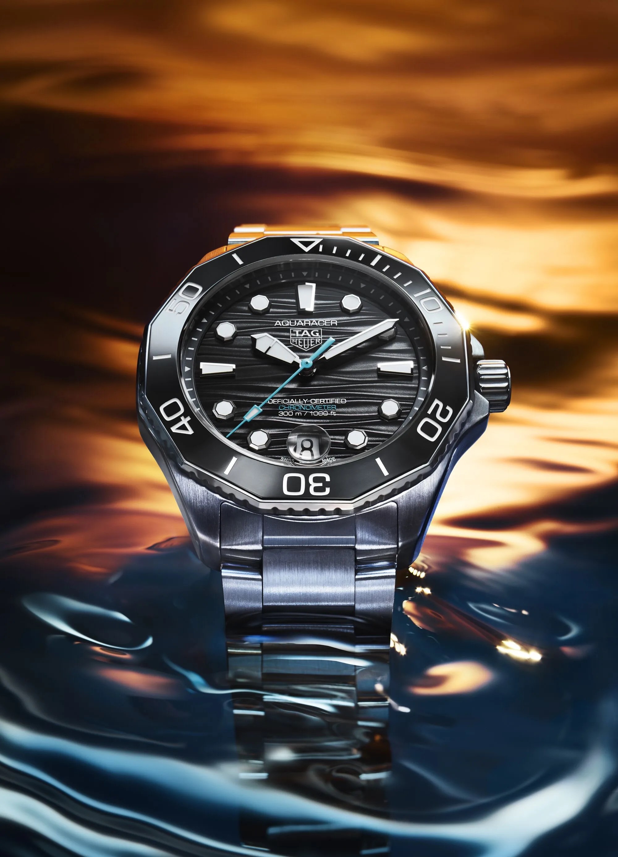 tag heuer dive watch in water