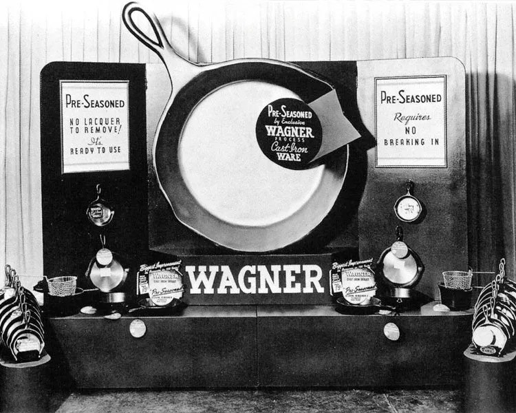black and white photo of a Wagner skillet