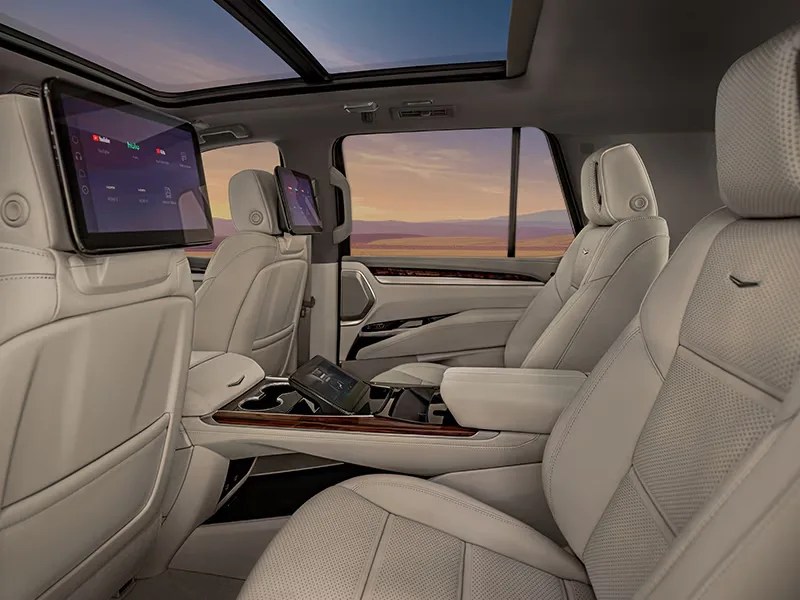 the second row of a cadillac escalade interior