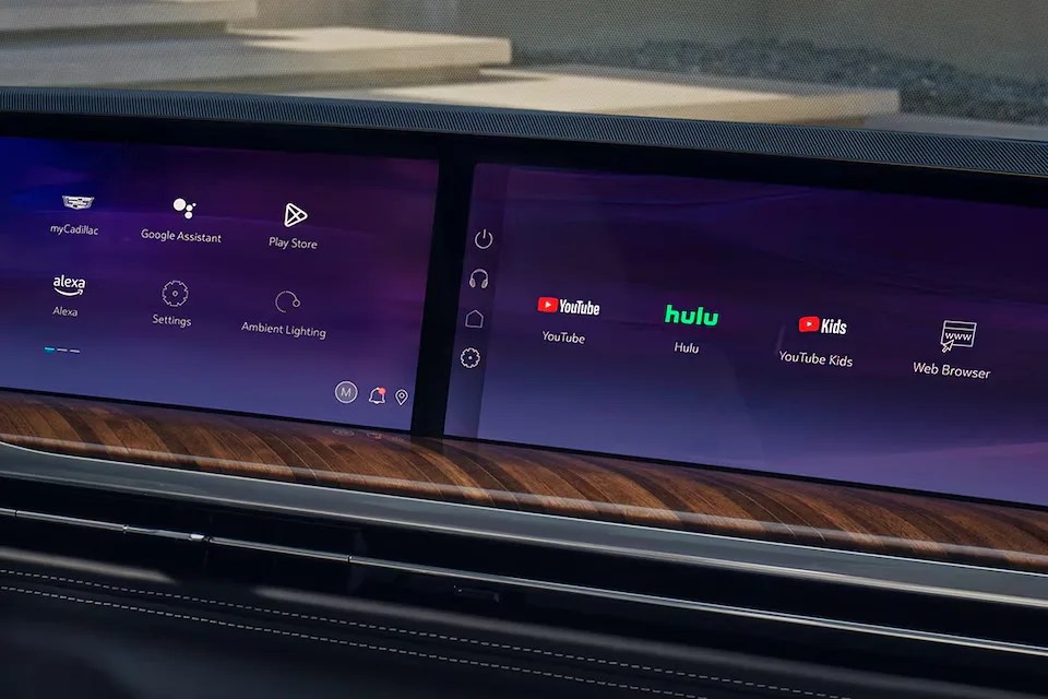 closeup of a cadillac escalade passenger display screen