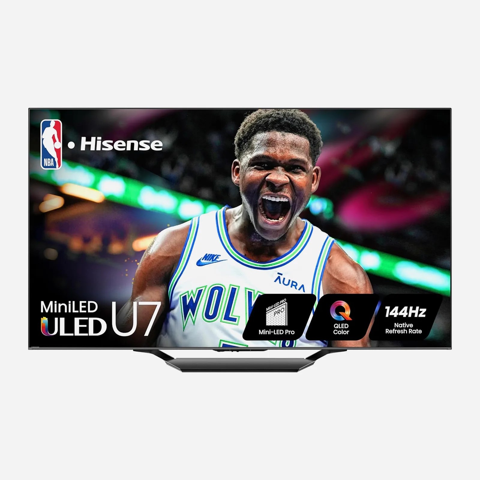 Hisense U7 TV on grey background