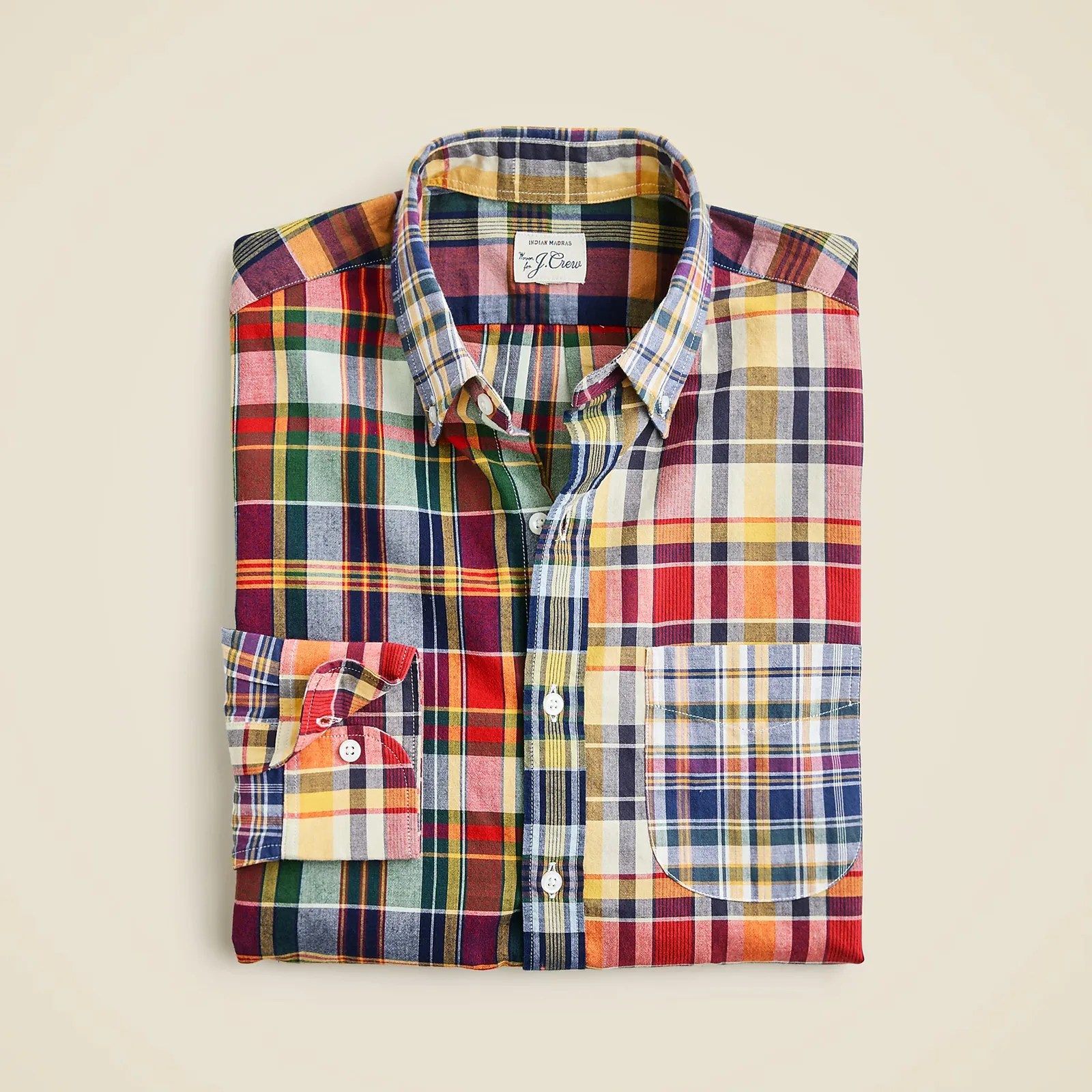 J. Crew Indian Madras shirt in patchwork plaid