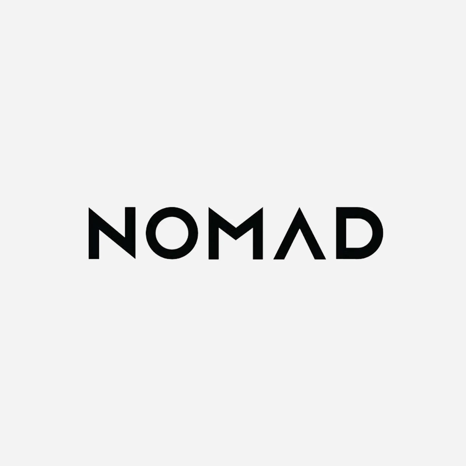 Nomad goods wordmark in black sitting in a light grey rectangle.