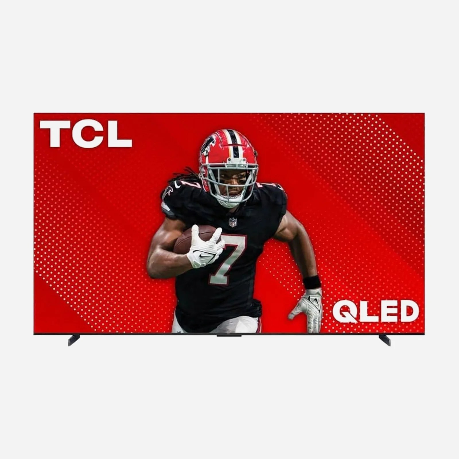 TCL q65 TV shown against a grey background.