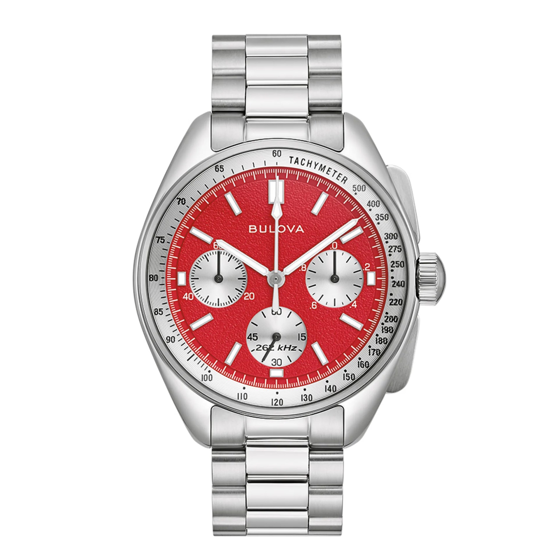 red bulova chronograph watch