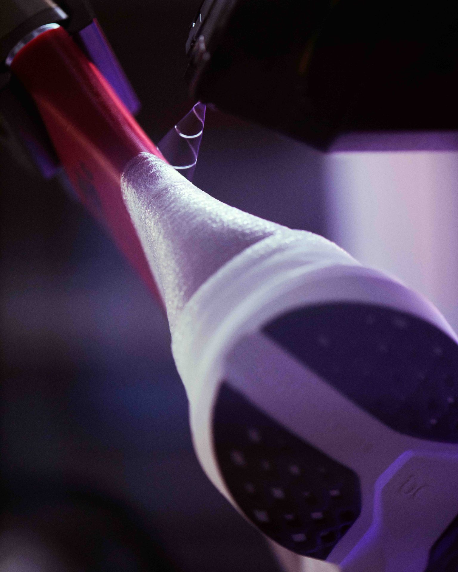 heel of white running shoe
