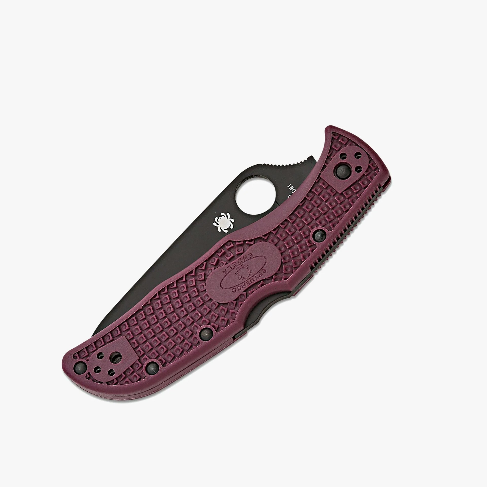 black knife with purple handle