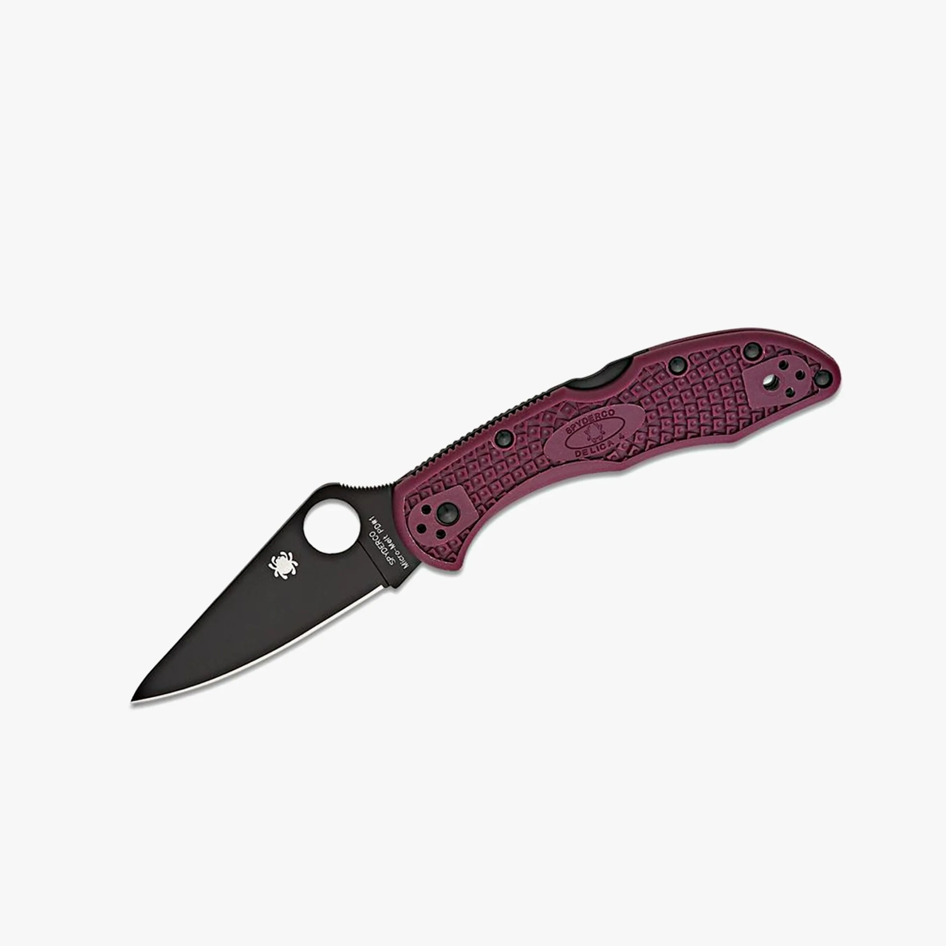 black knife with purple handle