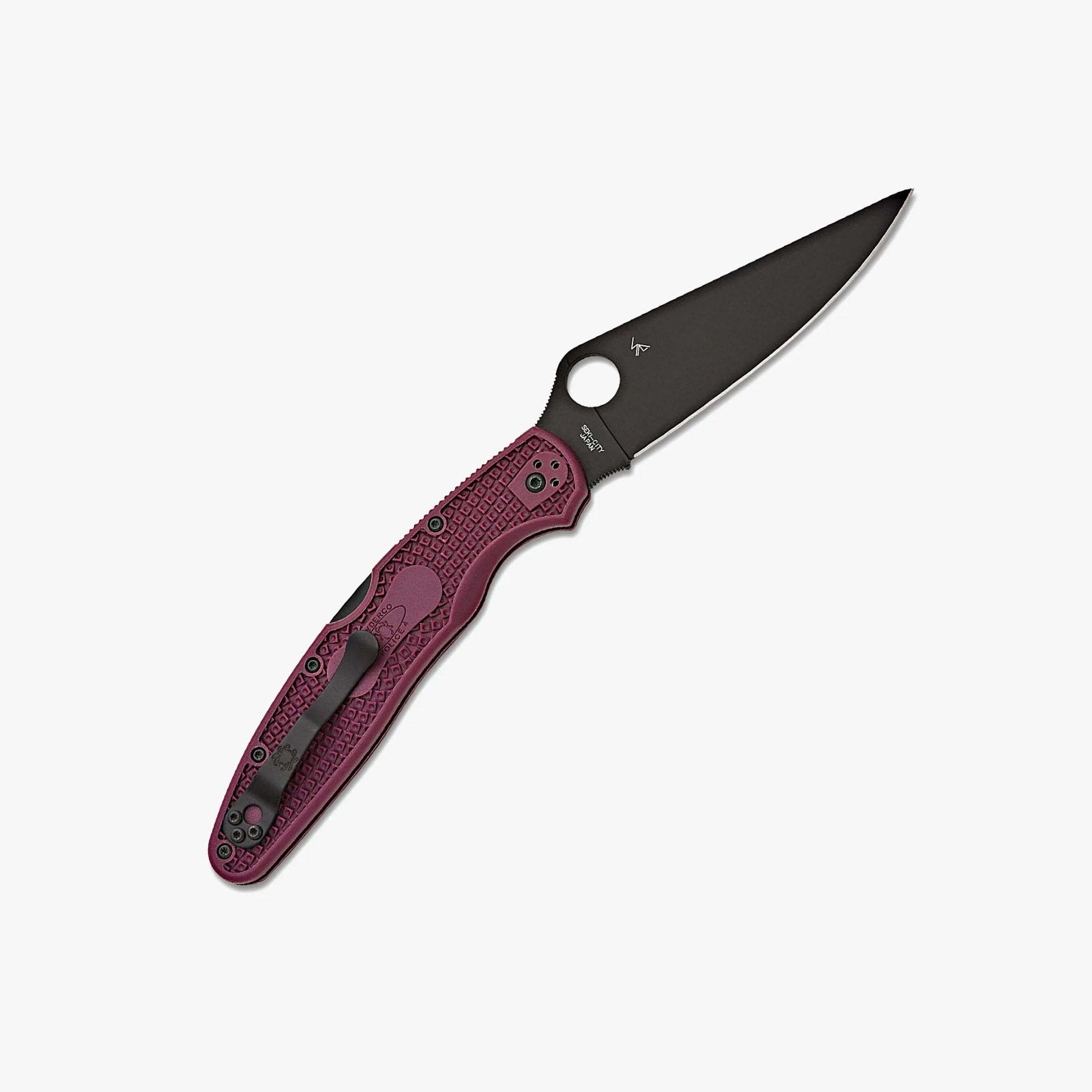 black knife with purple handle