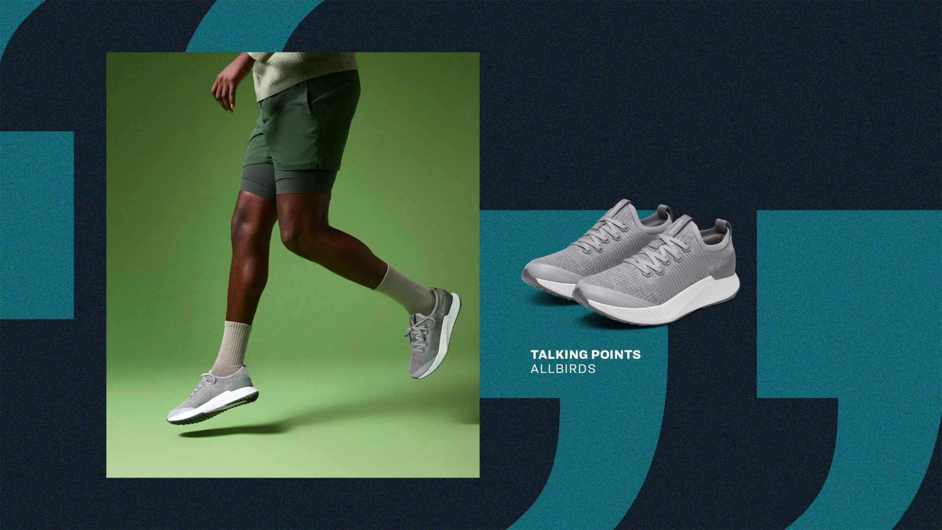 allbirds shoes on man in green photo studio