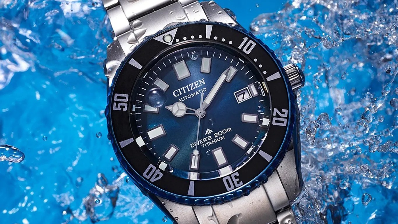 citizen dive watch in water