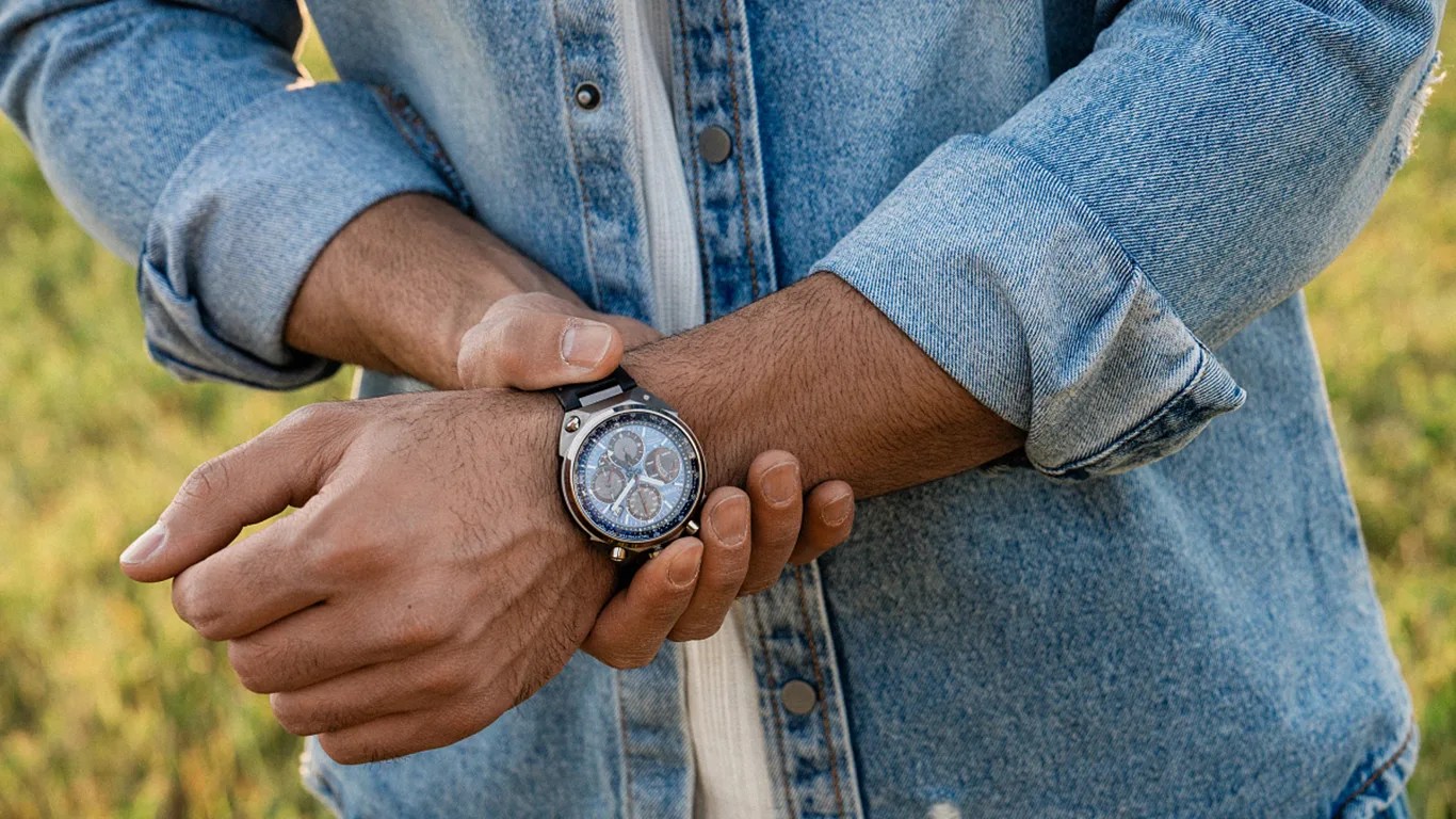 citizen watch on a mans wrist