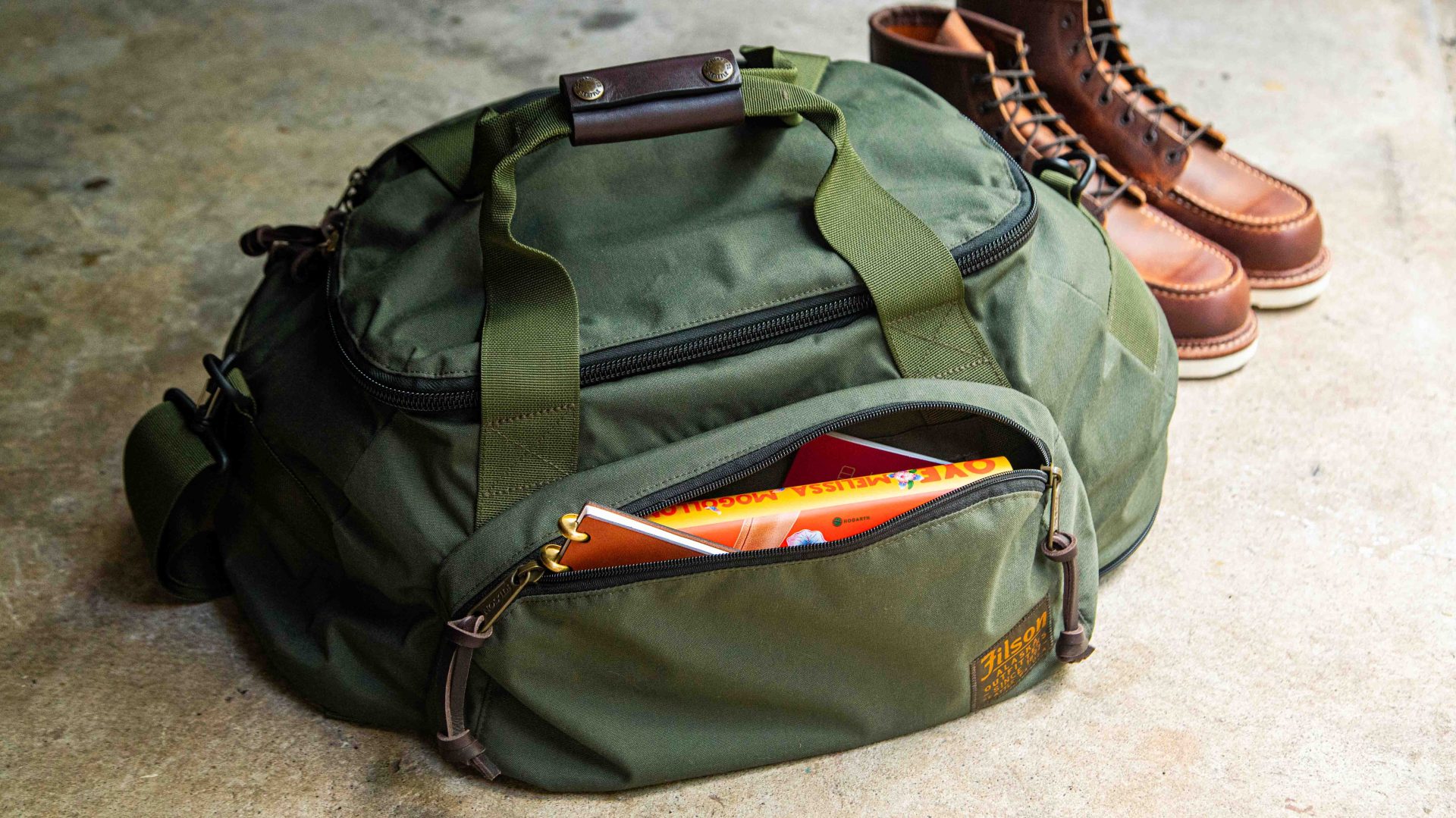 green duffel bag