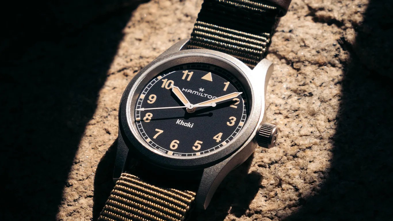 a hamilton field watch basks in the sun