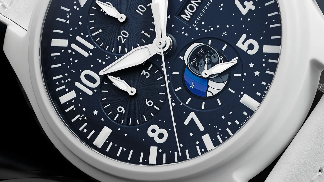 closeup of an iwc watch dial
