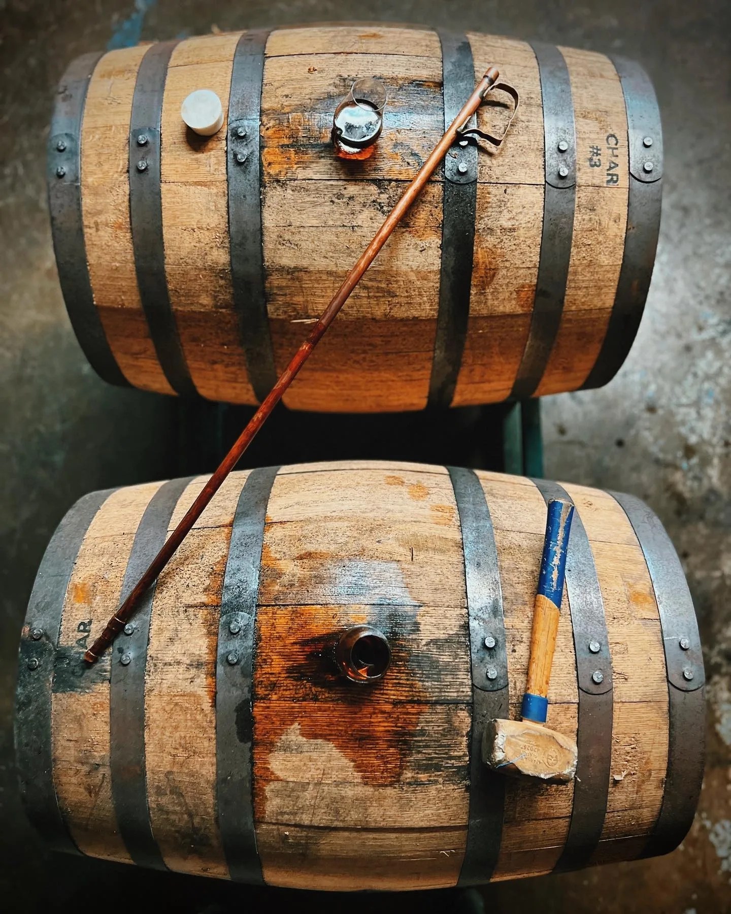 two bourbon barrels