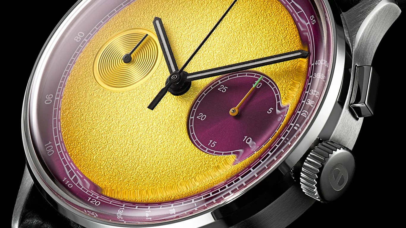 closeup of studio underd0g watch dial