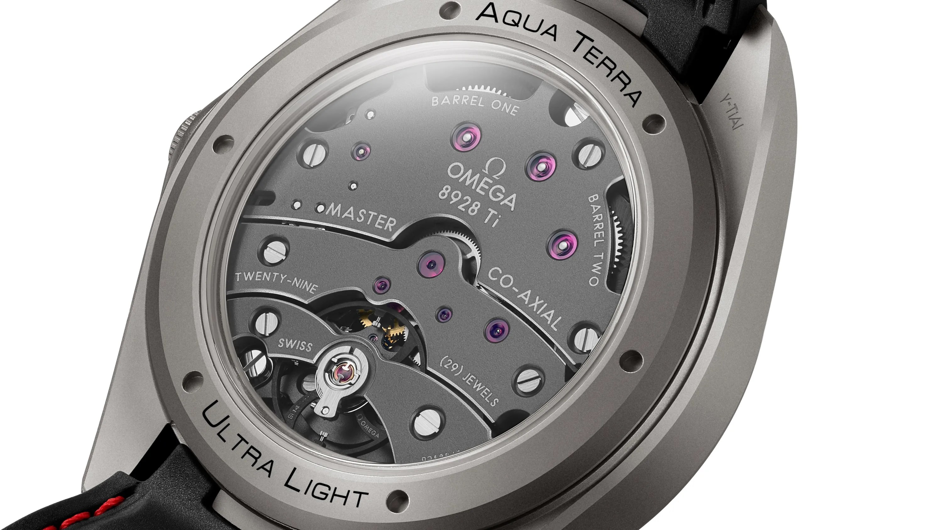 omega watch movement seen through a display caseback