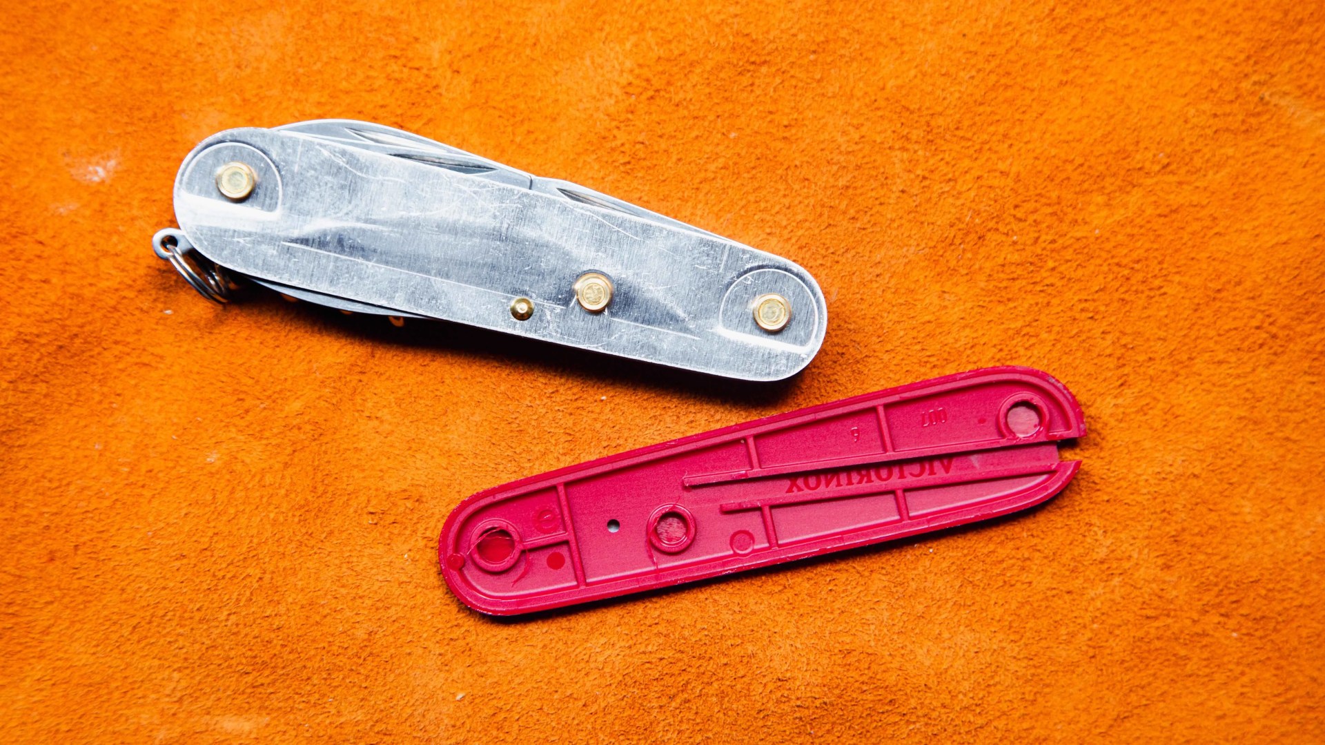 swiss army knife with plastic taken off