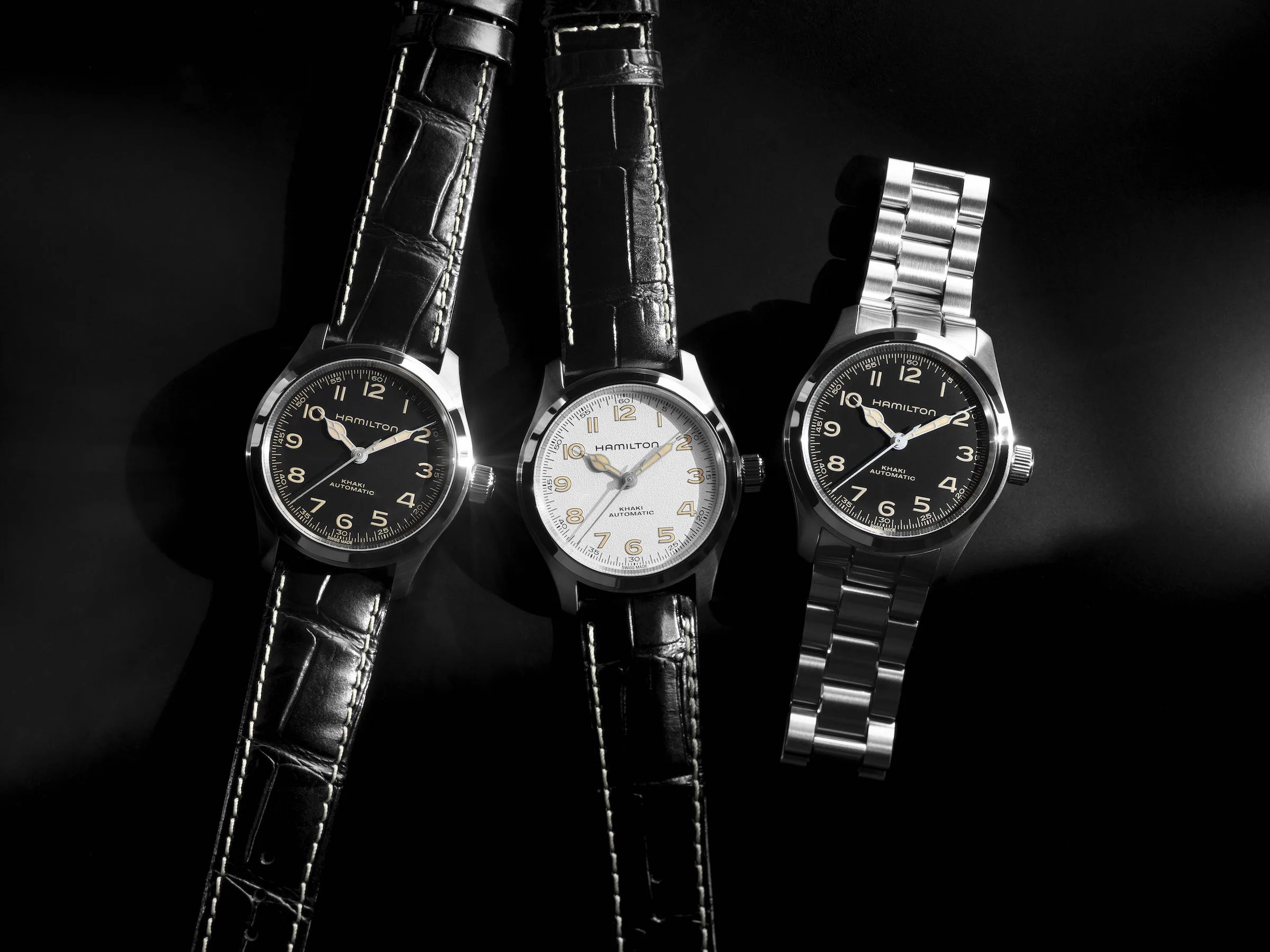 Three Hamilton watches in the Khaki Murph collection