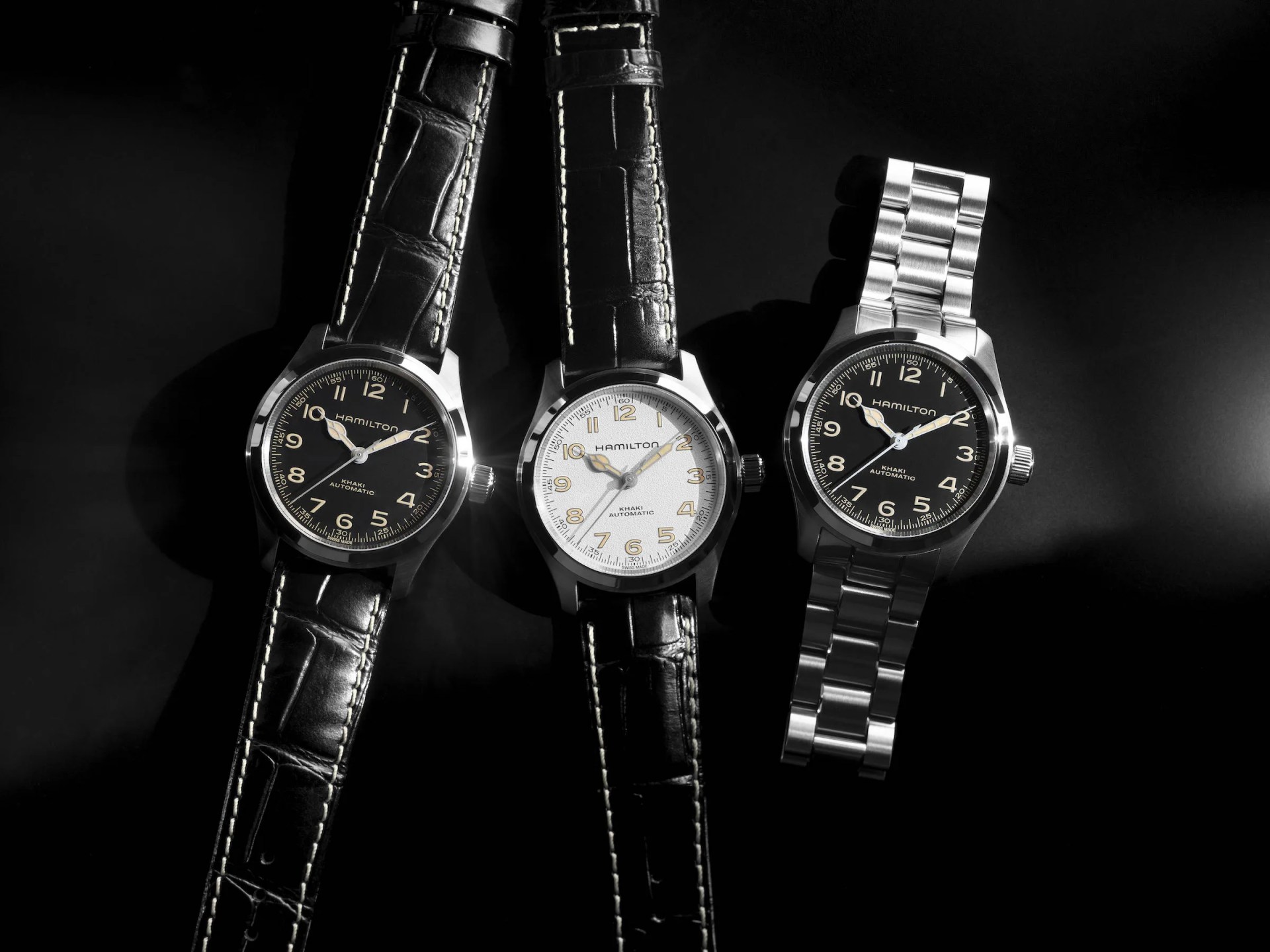 Three Hamilton watches in the Khaki Murph collection