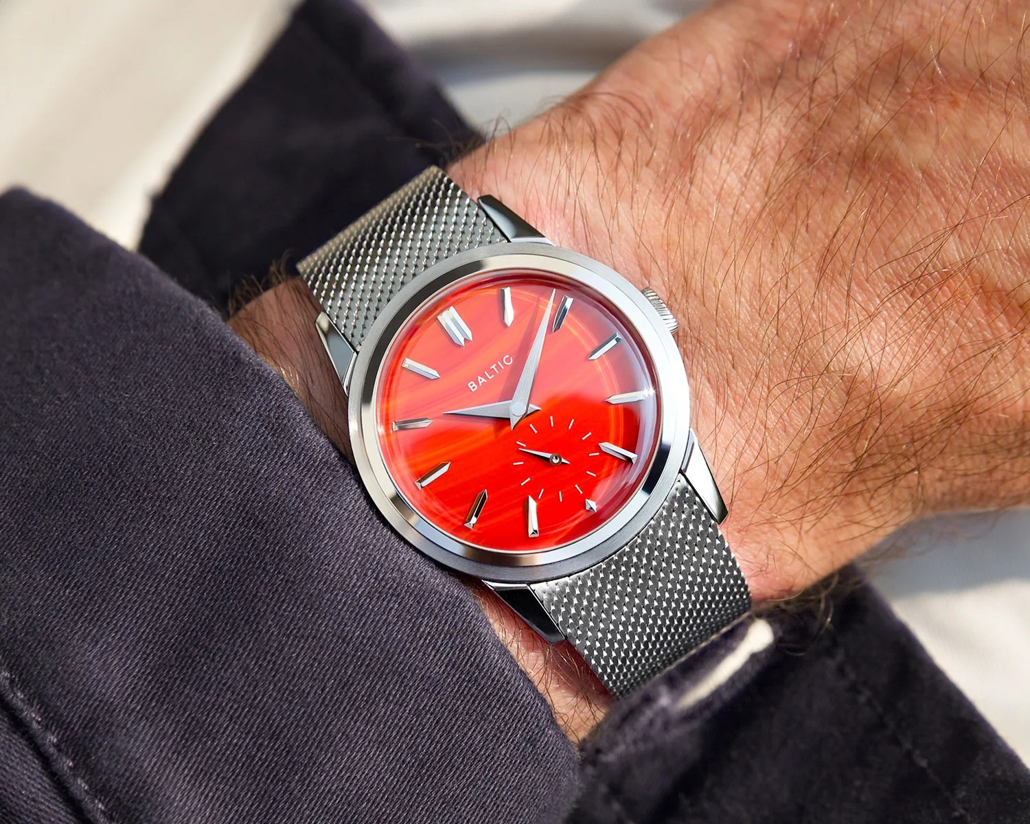 baltic watch on a mans wrist