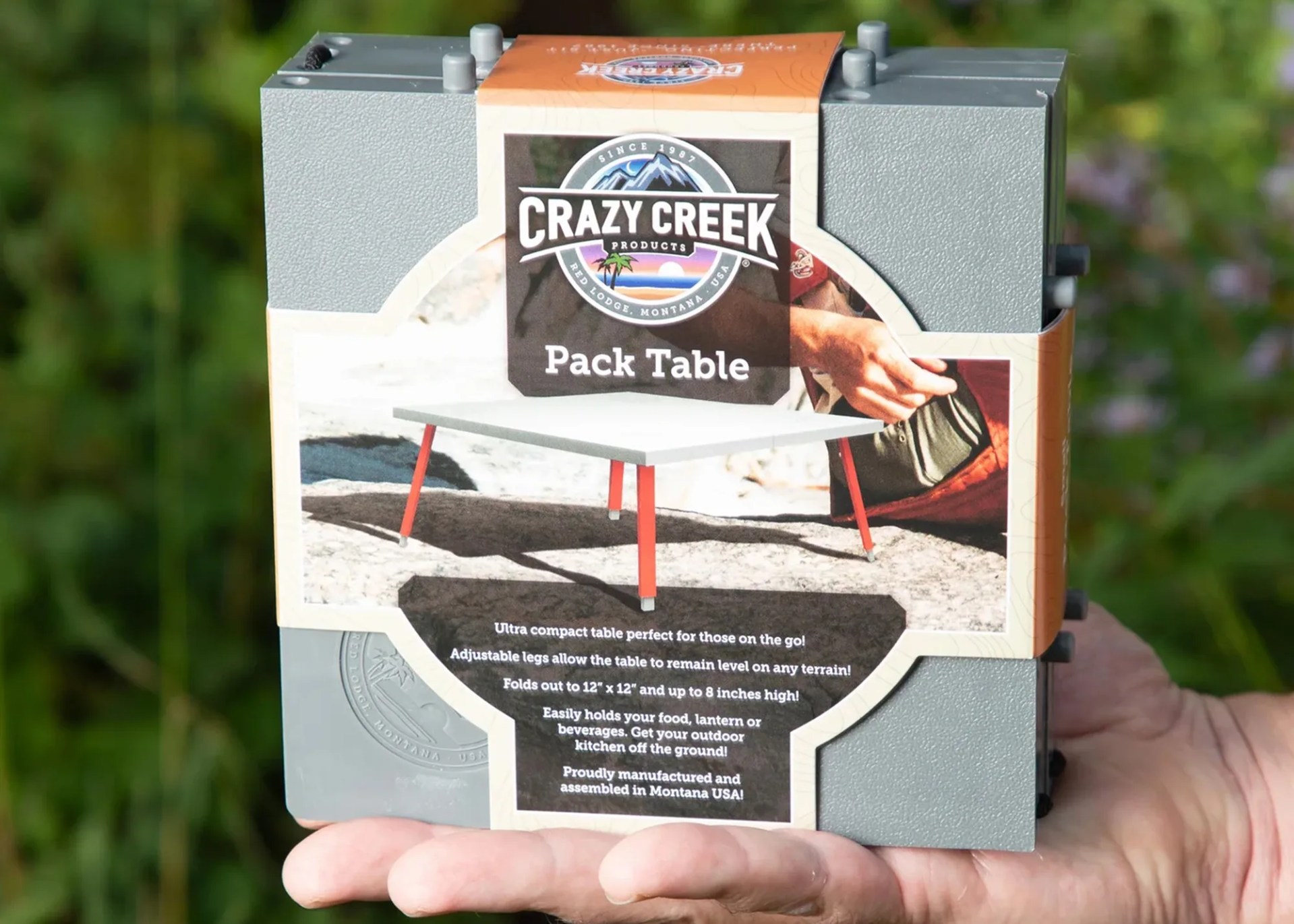 crazy creek pack table folded