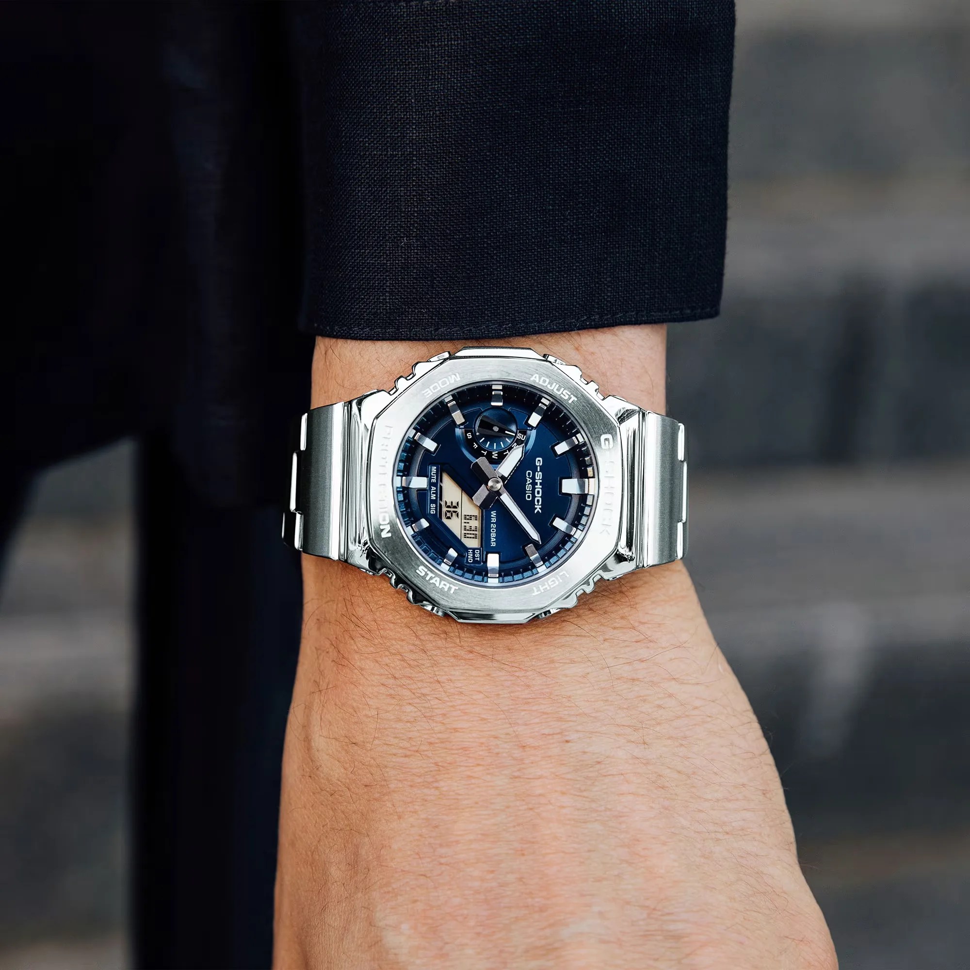 g shock watch on a mans wrist