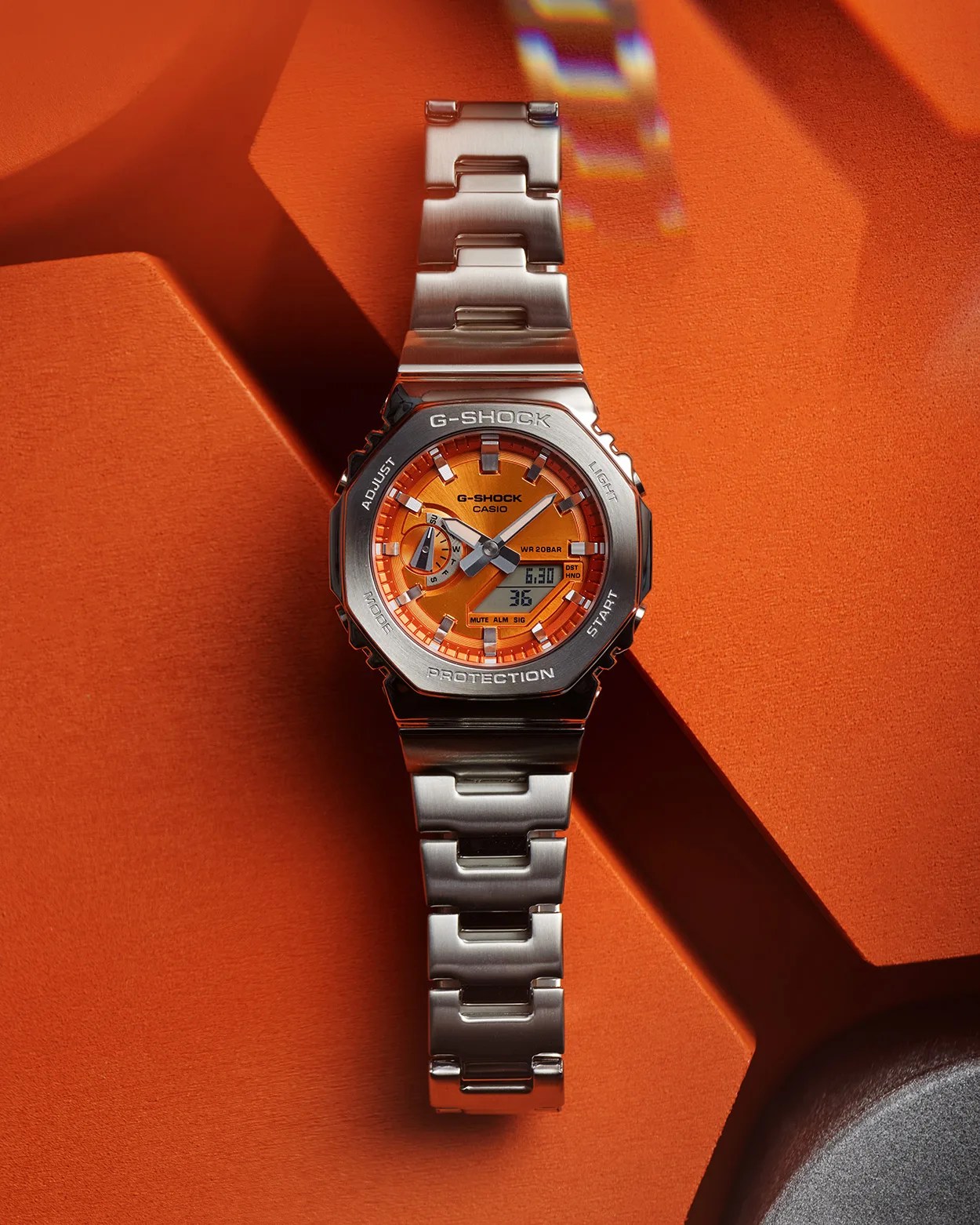 watch on orange blocks