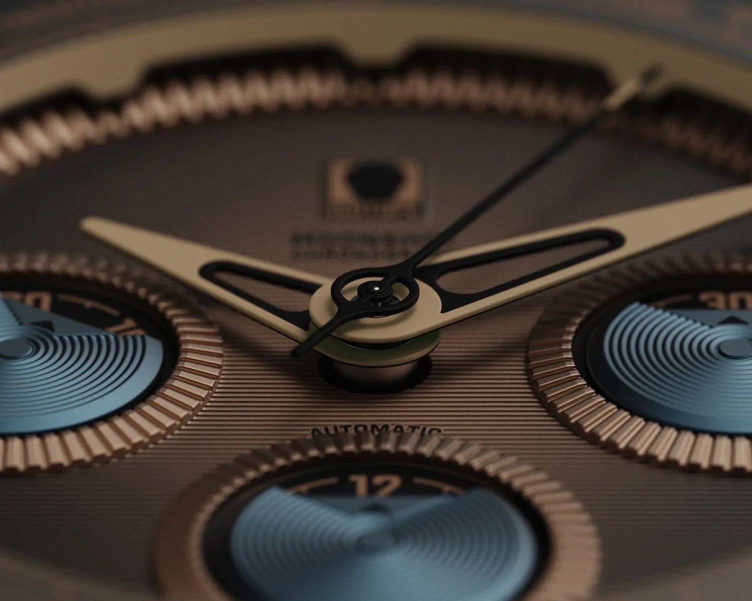 closeup of an isotope watch dial